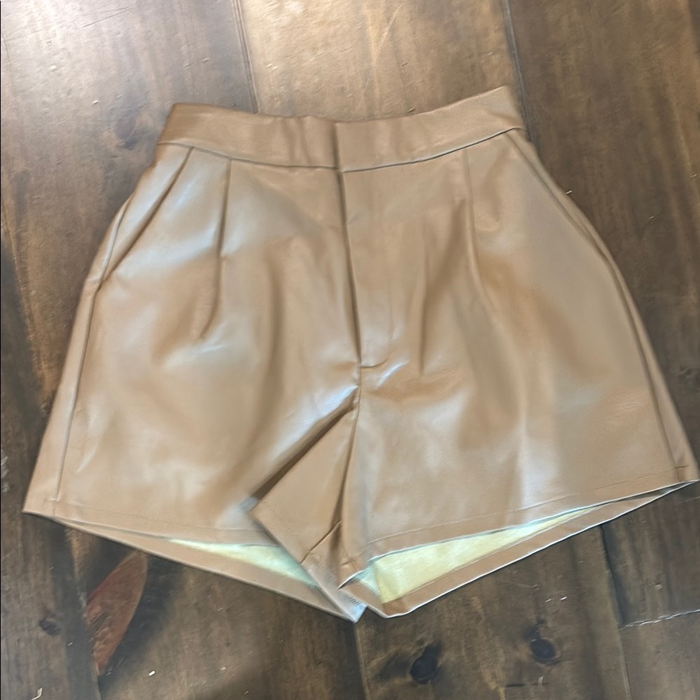 Tan Women's Shorts faux leather
